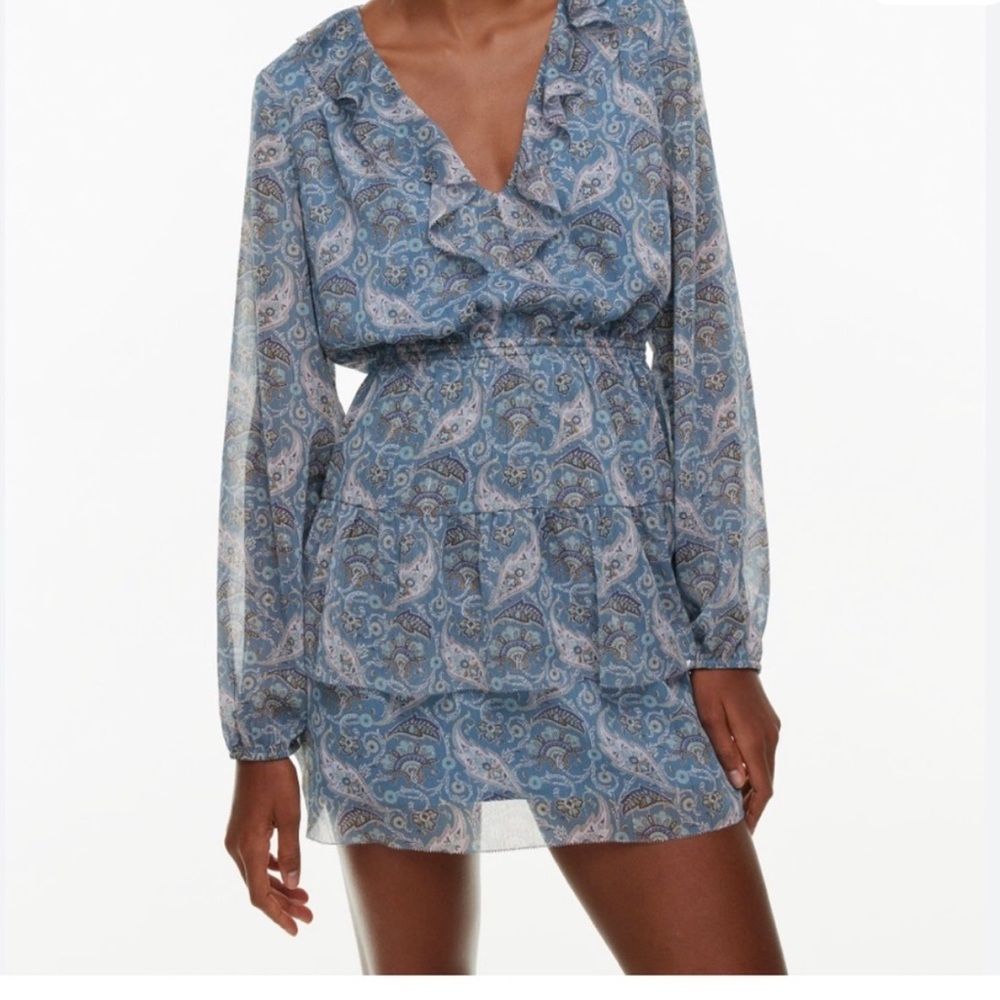 Blue Paisley Tiered Mini Dress